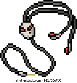vector pixel art skull earphone isolated cartoon