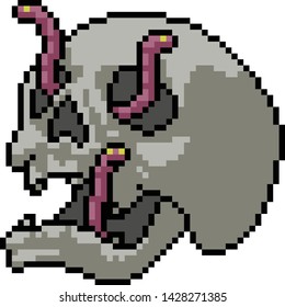 vector pixel art skull isolated cartoon
