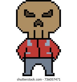 vector pixel art skull isolated