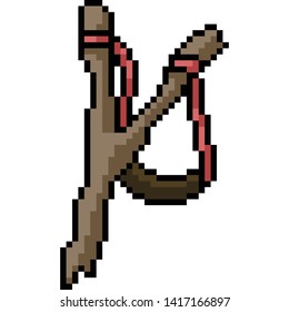 vector pixel art sling shot isolated cartoon