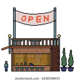 vector pixel art of small cozy bar