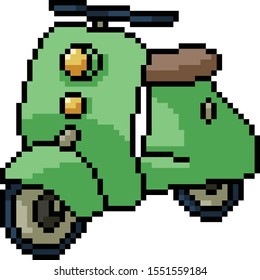 vector pixel art small motorcycle isolated cartoon
