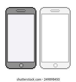 Vector pixel art smartphone.