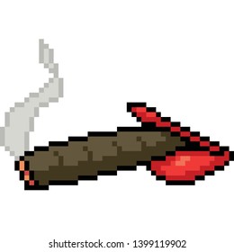 vector pixel art smokking isolated cartoon