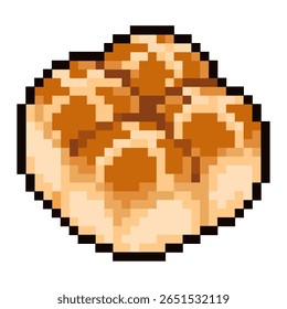 Vetor pixel arte de pão de pão macio e macio com cor marrom dourado assado perfeitamente para adesivo, elemento, ícone, jogo