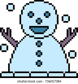 vector pixel art snow doll isolated