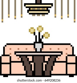 vector pixel art sofa set