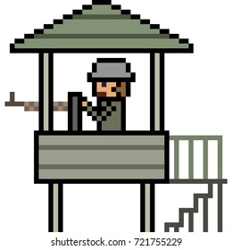 vector pixel art soldier isolated