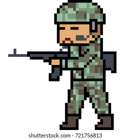 vector pixel art soldier isolated