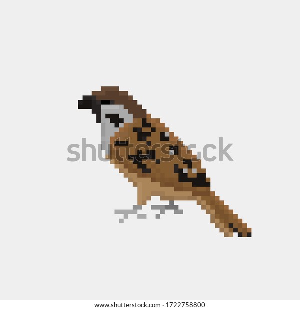 Vector Pixel Art Sparrow Action Isolated Stock Vector (Royalty Free ...