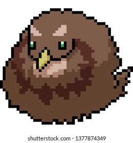 vector pixel art sparrow fat isolated cartoon
