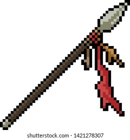 vector pixel art spear isolated cartoon