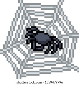 vector pixel art spider isolated cartoon