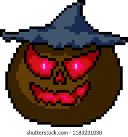 vector pixel art spooky pumpkin isolated cartoon
