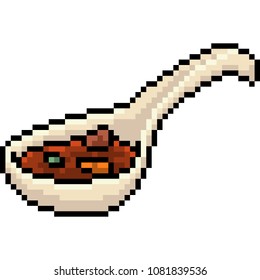 vector pixel art spoon meal isolated cartoon