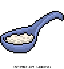 vector pixel art spoon meal isolated cartoon
