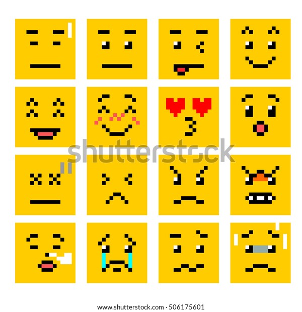 Image Vectorielle De Stock De Vector Pixel Art Square Smiley