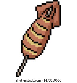 vector pixel art squid stick isolated cartoon