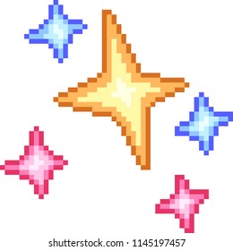 vector pixel art star effect isolated cartoon
