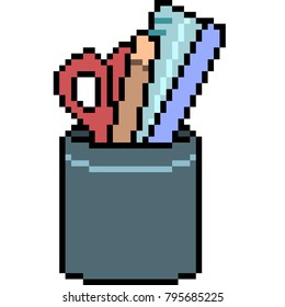 vector pixel art stationary can isolated