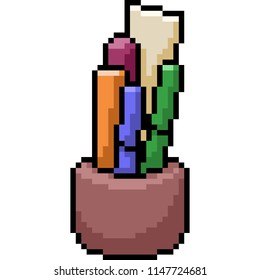 vector pixel art stationary isolated cartoon