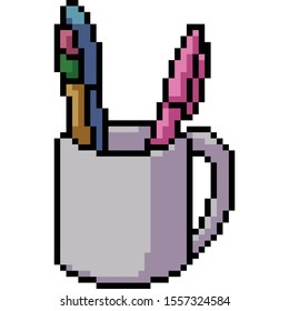 vector pixel art stationery isolated cartoon