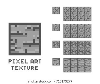 Vector pixel art stone texture. Stone wall pattern. Retro game element sprite.