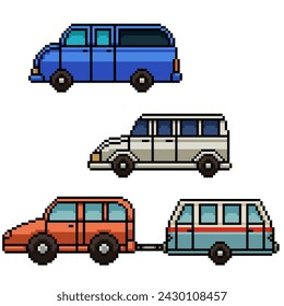 vector pixel art of strange van car
