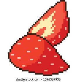 vector pixel art strawberry isolated cartoon