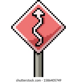 vector pixel art street sign isolated cartoon