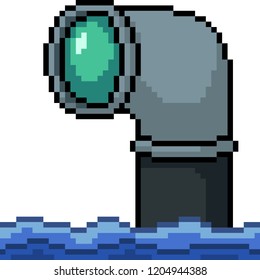 vector pixel art submarine scope isolated cartoon