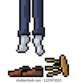 vector pixel art suicide man isolated cartoon