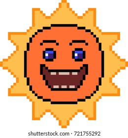 vector pixel art sun smile isolated