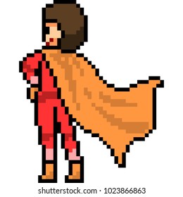 vector pixel art superhero isolated