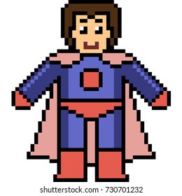 vector pixel art superhero isolated