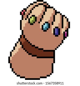 vector pixel art superpower glove isolated cartoon