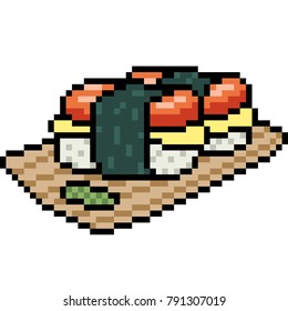 vector pixel art sushi isolated