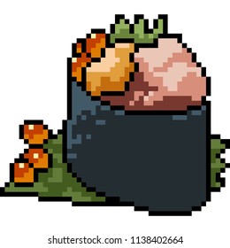 vector pixel art sushi luxury isolated cartoon