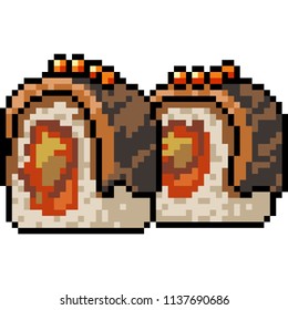 vector pixel art sushi restaurant isolated cartoon