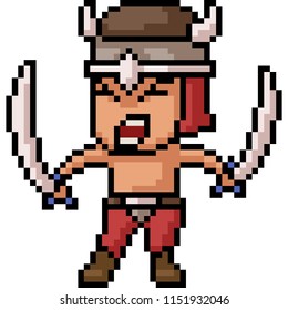 vector pixel art sward warrior isolated cartoon