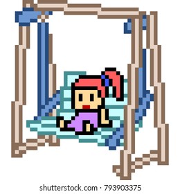 vector pixel art Swing chair isolated