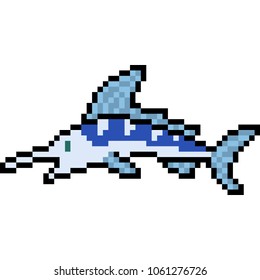 vector pixel art swordfish isolated cartoon