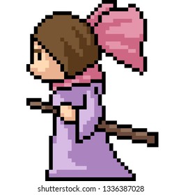 vector pixel art swordman kid isolated cartoon