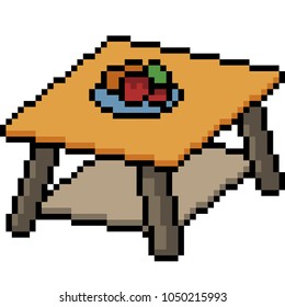 vector pixel art table fruit isolated cartoon