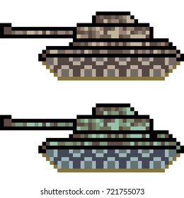 vector pixel art tank isolated