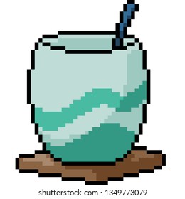 vector pixel art tea cup isolated cartoon