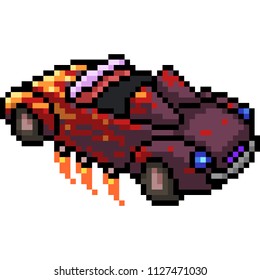 vector pixel art teenager car isolated cartoon