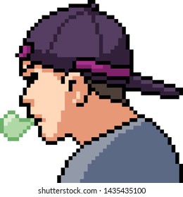 vector pixel art teenager isolated cartoon