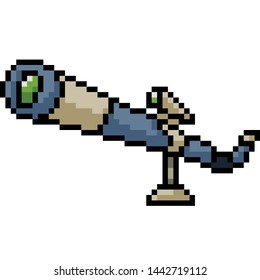 vector pixel art telescope isolated cartoon
