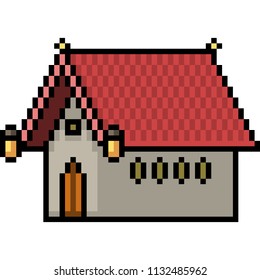 vector pixel art thai hut isolated cartoon